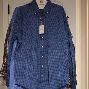 Peter Millar Navy Checkered Button Down Shirt